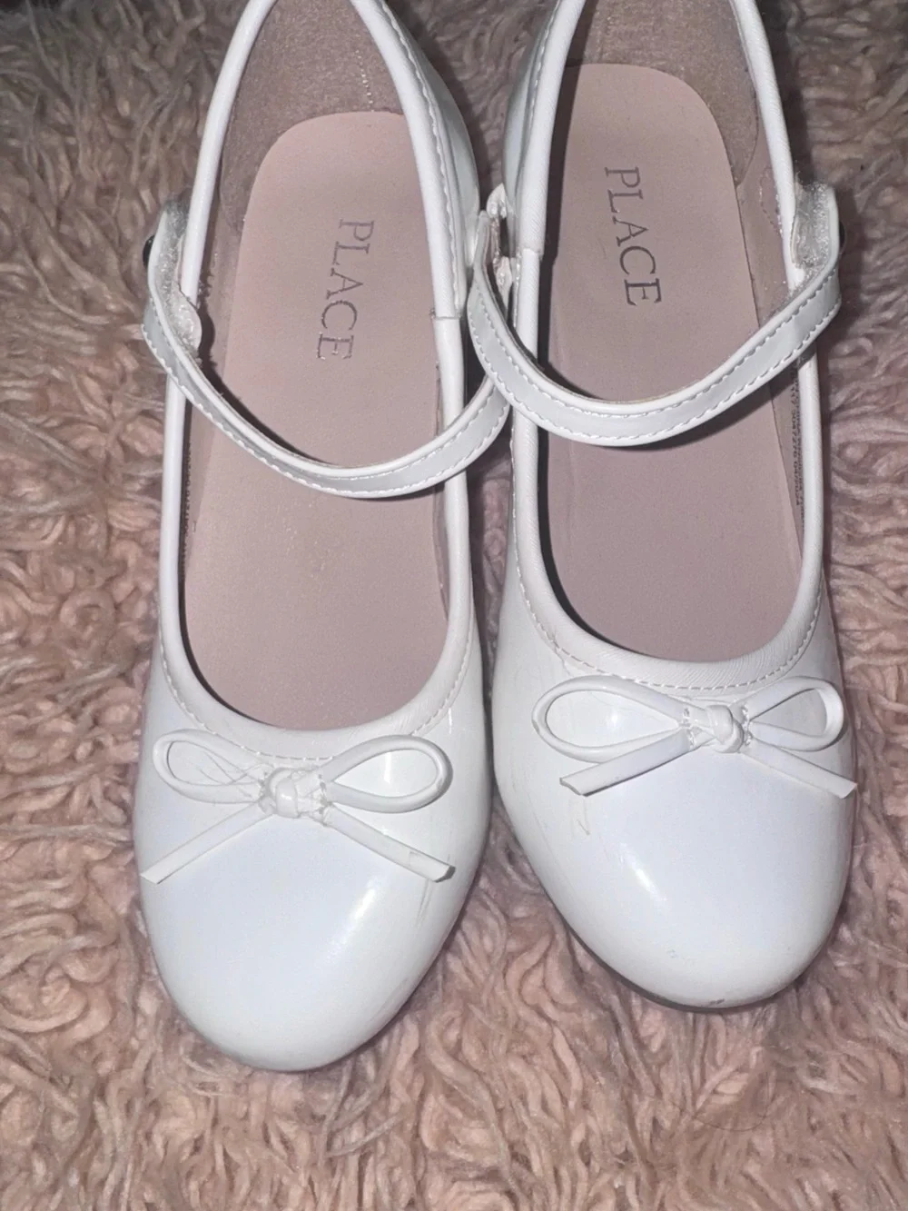 The Children's Place White Bow Mary Jane Flats with Ankle Strap